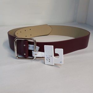 A New Day Women’s Belt Size Small Burgundy Double Prong Silver Tone Buckle NWT